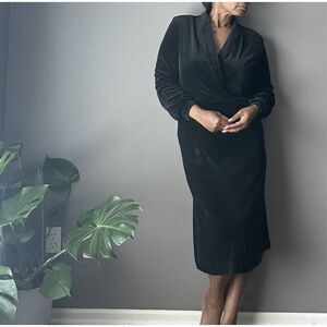 Vintage Butte Velour Dress Women’s Size Medium Long Sleeve Black‎ Glam Goth